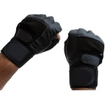 Black hand gym gloves designed for weightlifting and other exercises, made with high-quality materials for a comfortable and secure fit. These gloves feature reinforced stitching, adjustable wrist straps, and a non-slip grip to prevent injuries and enhance performance. Perfect for fitness enthusiasts who want to protect their hands and improve their grip during intense workouts.