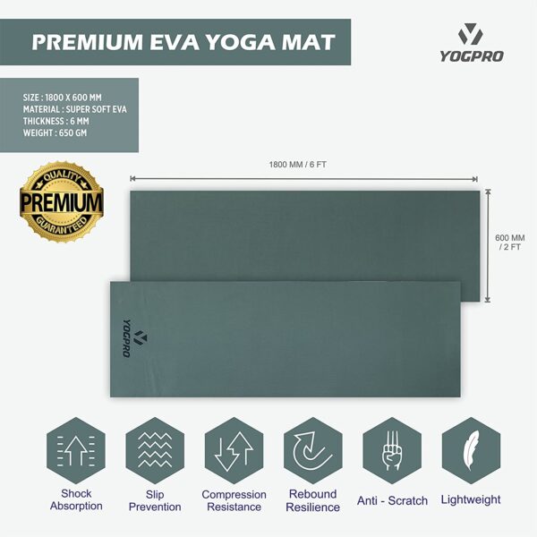 Super Soft Yoga Mat 6 x 2 ft. olive Green - Image 2