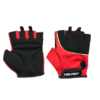 Black and red hand gym gloves designed for weightlifting and other exercises, made with durable materials to ensure a secure and comfortable fit. These gloves feature reinforced stitching, adjustable wrist straps, and a non-slip grip to maximize performance and prevent injuries. Perfect for fitness enthusiasts who want to protect their hands during intense workouts and improve their grip