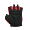 Black and red hand gym gloves designed for weightlifting and other exercises, made with durable materials to ensure a secure and comfortable fit. These gloves feature reinforced stitching, adjustable wrist straps, and a non-slip grip to maximize performance and prevent injuries. Perfect for fitness enthusiasts who want to protect their hands during intense workouts and improve their grip