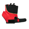 Black and red hand gym gloves designed for weightlifting and other exercises, made with durable materials to ensure a secure and comfortable fit. These gloves feature reinforced stitching, adjustable wrist straps, and a non-slip grip to maximize performance and prevent injuries. Perfect for fitness enthusiasts who want to protect their hands during intense workouts and improve their grip